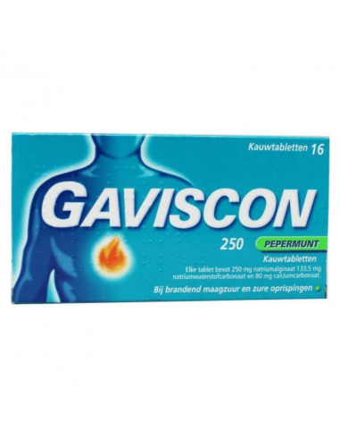 Gaviscon Pepermunt 250 16 tabletten